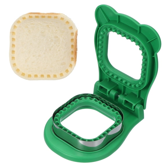 Uxcell Crustless Sandwich Cutter, Square Shape Uncrustable Sandwich Maker Sealer Press Bread Cookie Cutter and Sealer for DIY Breakfast Lunch Afternoon Tea (Green)