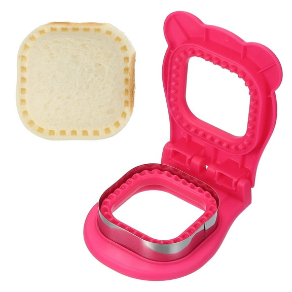 Uxcell Crustless Sandwich Cutter, Square Shape Uncrustable Sandwich Maker Sealer Press Bread Cookie Cutter and Sealer for DIY Breakfast Lunch Afternoon Tea (Rose Red)