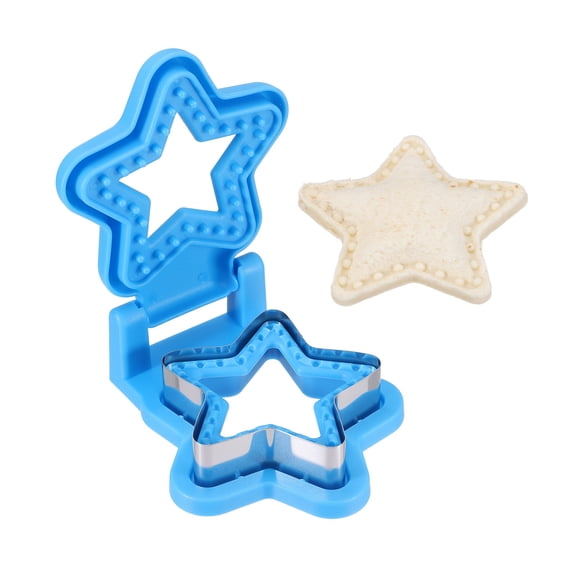 Uxcell Crustless Sandwich Cutter, Star-Shape Uncrustable Sandwich Maker Sealer Press Bread Cookie Cutter and Sealer for DIY Breakfast Lunch Afternoon Tea (Blue)
