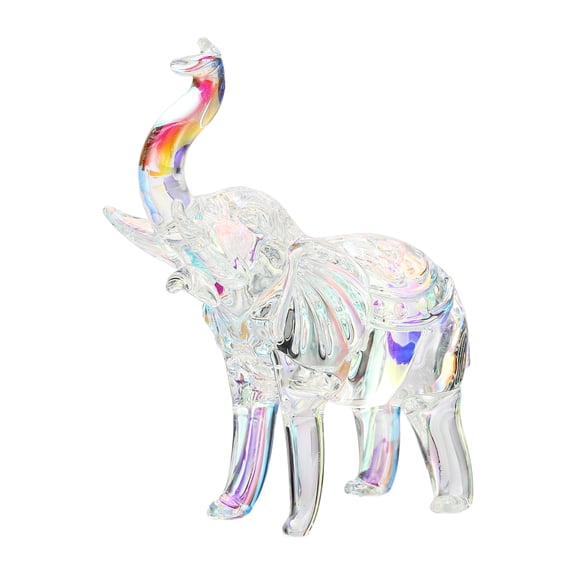 Uxcell Crystal Animal Figurine Collectible, Art Cut Elephant Statue Table Animal Figurines Home Decor Paperweight Ornament for Home Office Gift Women Wedding, Transparent Multicolor