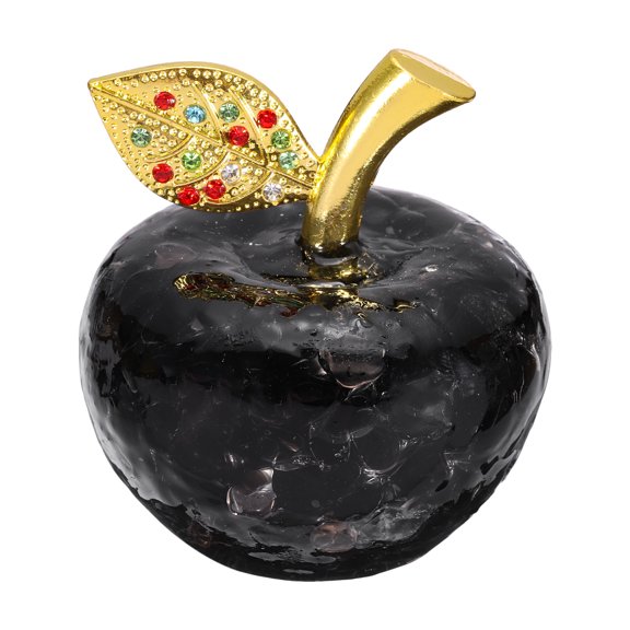Uxcell Crystal Apple Figurine, Artificial Fruit Statue Collectible Crystal Crafts Paperweight Craft Decoration for Home Office Centerpiece Decor Holidays Gifts, Black