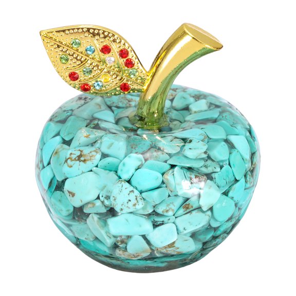 Uxcell Crystal Apple Figurine, Artificial Fruit Statue Collectible Crystal Crafts Paperweight Craft Decoration for Home Office Centerpiece Decor Holidays Gifts, Blue