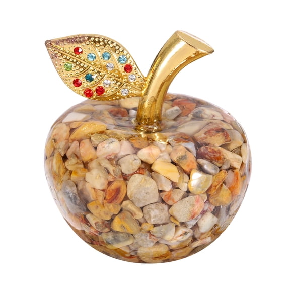 Uxcell Crystal Apple Figurine, Artificial Fruit Statue Collectible Crystal Crafts Paperweight Craft Decoration for Home Office Centerpiece Decor Holidays Gifts, Yellow Brown