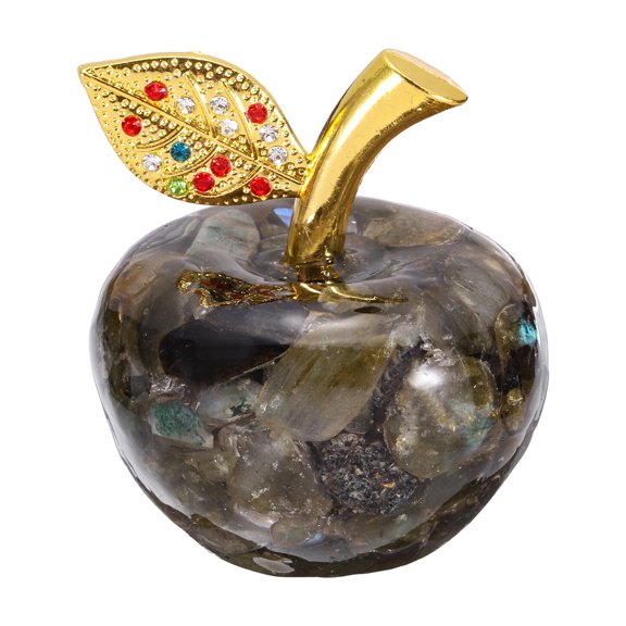Uxcell Crystal Apple Figurine, Artificial Fruit Statue Collectible Crystal Crafts Paperweight Craft Decoration for Home Office Centerpiece Decor Holidays Gifts, Gray