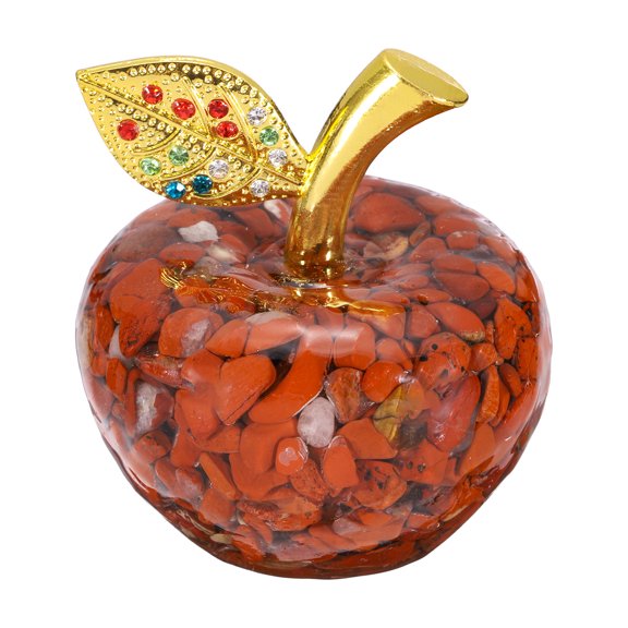 Uxcell Crystal Apple Figurine, Artificial Fruit Statue Collectible Crystal Crafts Paperweight Craft Decoration for Home Office Centerpiece Decor Holidays Gifts, Reddish Brown