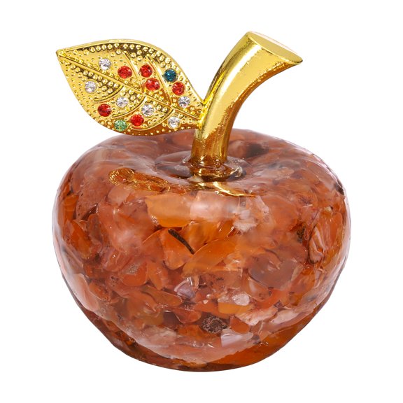 Uxcell Crystal Apple Figurine, Artificial Fruit Statue Collectible Crystal Crafts Paperweight Craft Decoration for Home Office Centerpiece Decor Holidays Gifts, Orange Red