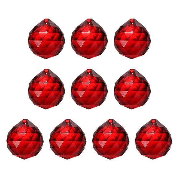 Uxcell Crystal Ball Prisms, Sun Catcher Hanging Prism Sun Catcher Pendant 24mm / 0.94Inch & 10 Pack & Bright Red-Fitting for (Outdoor/Indoor/Windows/DIY Decor/Feng Shui/Chandelier)