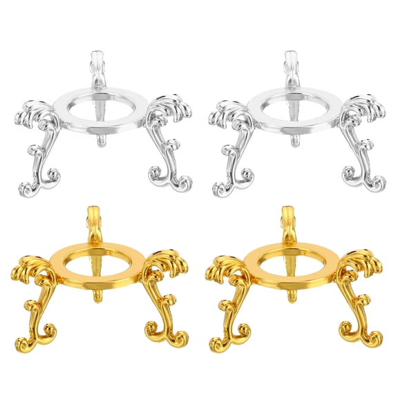 Uxcell Crystal Ball Stand, 4 Pack Sphere Display Stand Photography Props for 40 to 60mm Crystal Balls, Golden Silver