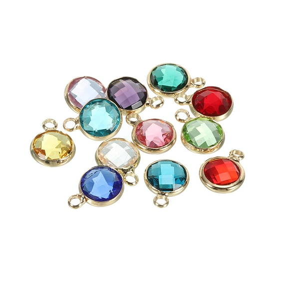 Uxcell Crystal Birthstone Charm, Pendants Drop Bead 12 Colors, for Jewelry Making, Earrings, Necklaces,12 Pack