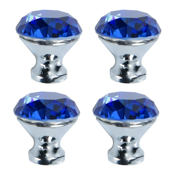 Uxcell Crystal Knobs Wardrobe Dresser Door Knobs Pull Handle for Home Kitchen Office Cupboard 4 Pack Blue
