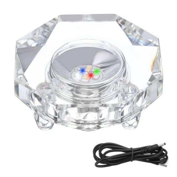 Uxcell Crystal LED Light Base, 2.99" Dia Octagon with Concave Base 7 Color Lights Display Pedestals Changing Wired