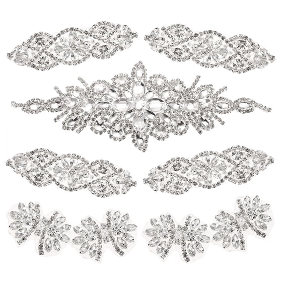 Uxcell Crystal Rhinestone Applique, 9Pcs Handmade Hot Fix Applique, Silver