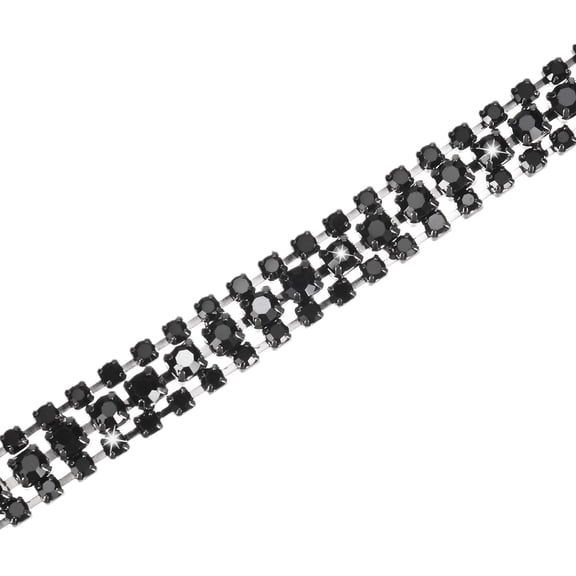 Uxcell Crystal Rhinestone Close Chain Trim, 3 Rows 2 Yards Dress Embellishments, Sparkly Diamond Strips Applique for Craft [Rose Gold-Based White]