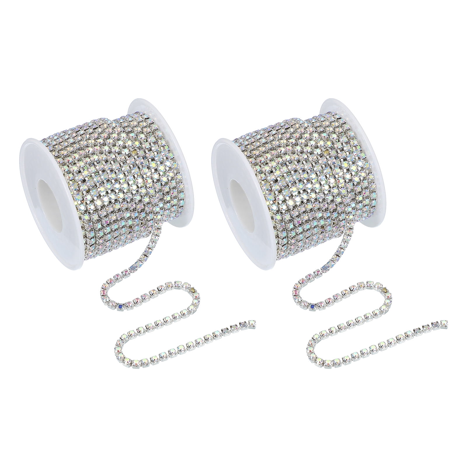 Uxcell Crystal Rhinestone Close Chain Trim, Crystal Claw Cup Chain Trim String for Sewing Craft Colorful