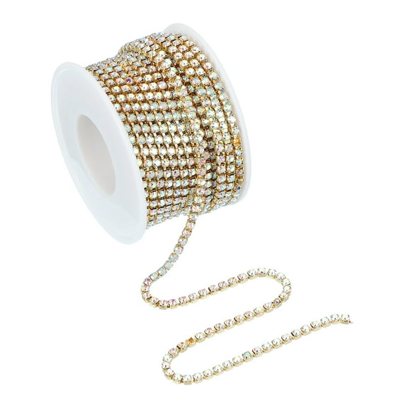 Uxcell Crystal Rhinestone Close Chain Trim, Crystal Claw Cup Chain Trim String for Sewing Craft DIY Colorful 10 Yard x 0.12"