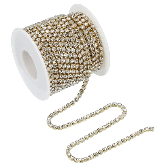 Uxcell Crystal Rhinestone Close Chain Trim, Crystal Claw Cup Chain Trim String for Sewing Craft DIY White 10 Yard x 0.16"