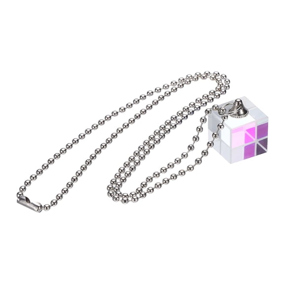 Uxcell Cube Necklace, 15mm K9 Crystal Cube Prism Dispersion Prism Mini Glass Figurine Demonstrating Beam Splitting for Physics Teaching Home Decor Photo Prop, AB Color