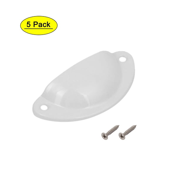 Uxcell Cupboard Closet Iron Shell Shape Pull Handle Knob White 82x34x18mm 5pcs