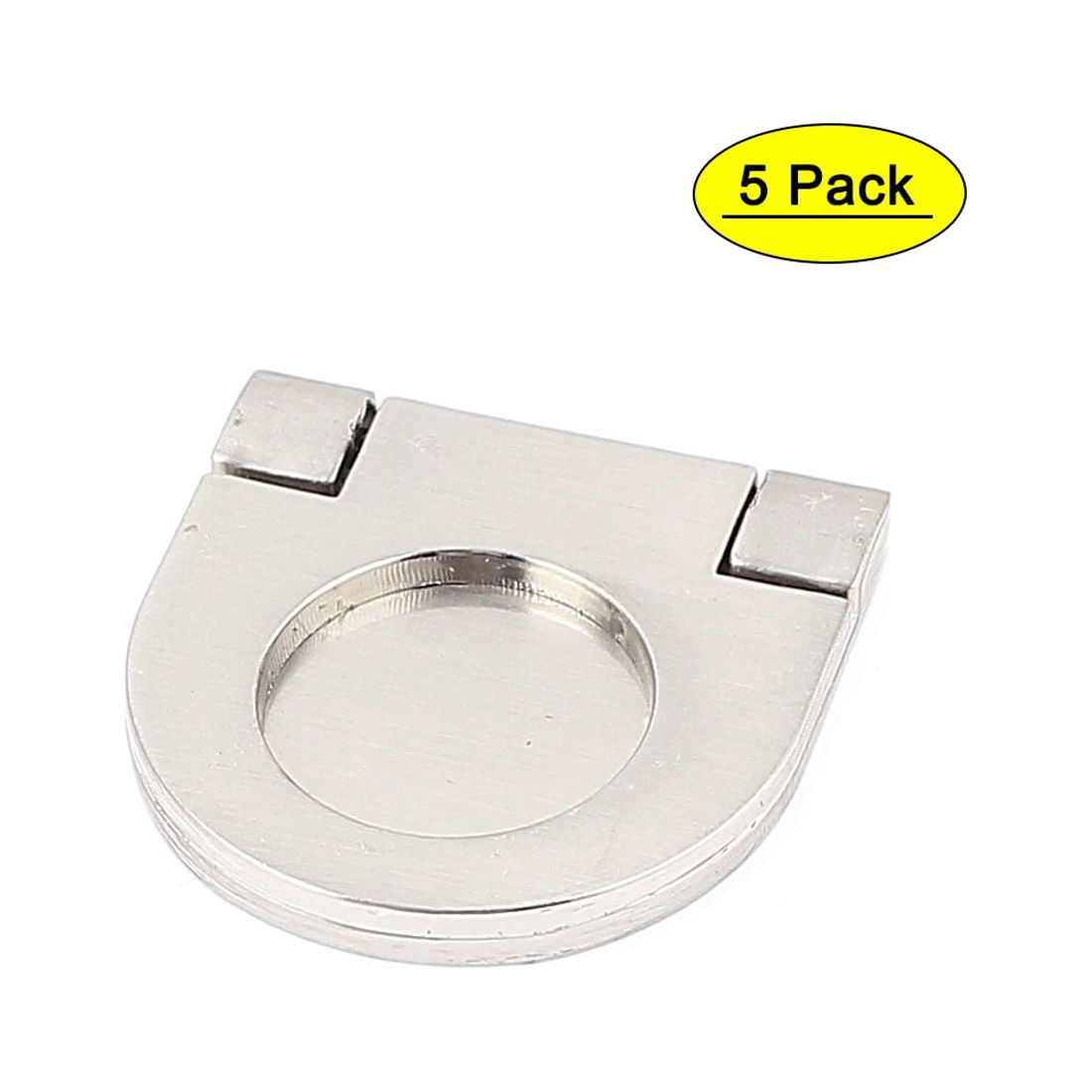 Uxcell Cupboard Drawer Metal Flush Mount Pull Ring Handle Knob Silver Tone 5pcs - image 1 of 5