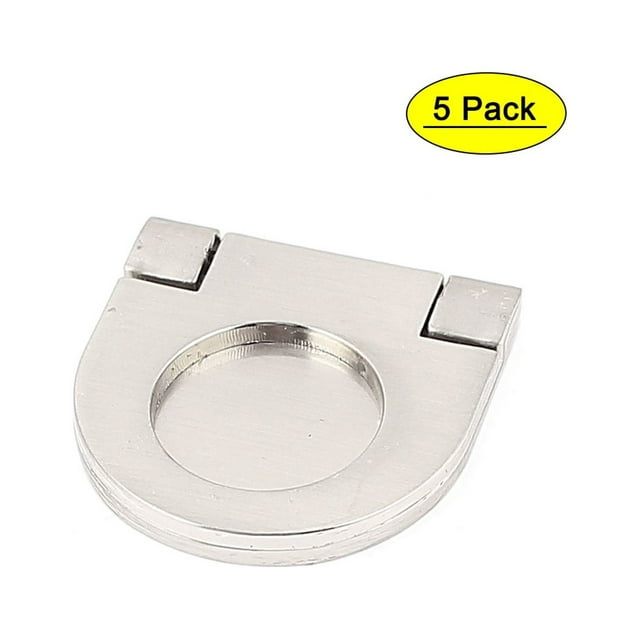 Uxcell Cupboard Drawer Metal Flush Mount Pull Ring Handle Knob Silver Tone 5pcs