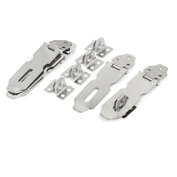 Uxcell Cupboard Drawer Safety Padlock Door Latch Lock Hasp Staples Silver Tone 5pcs