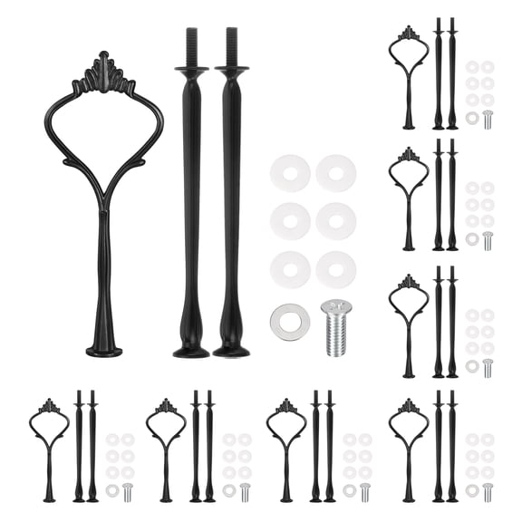 Uxcell Cupcake Stand Cake Tray Bracket Handle Cake Stand with 3 Layers Inlaid Gold Multi-Layer Metal Dessert Fruit Center Pole Hardware Bracket