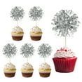 thumbnail image 1 of Uxcell 30 Pcs Firework Cupcake Toppers Sparkle Tassel Picks Silver, 1 of 7