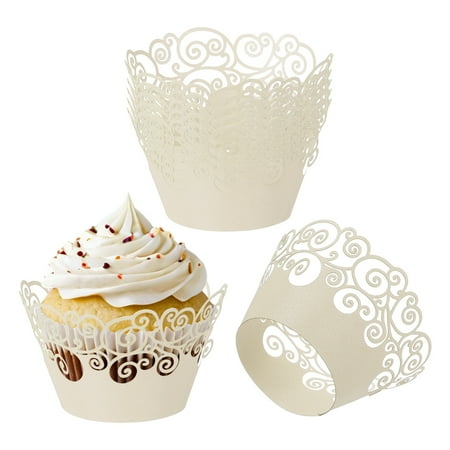 Uxcell Cupcake Wrappers Paper, 50 Pack Baking Cups Standard Cloud Decoration, Pink Beige