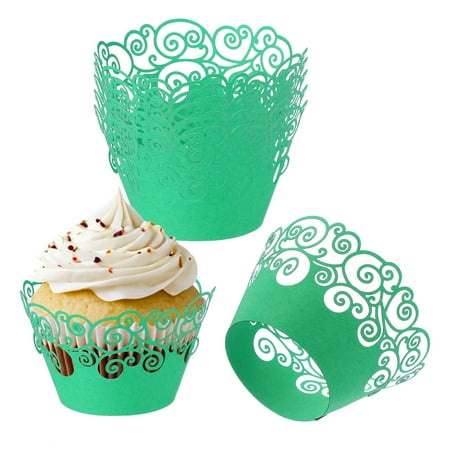 Uxcell Cupcake Wrappers Paper, 50 Pack Baking Cups Standard Cloud Decoration, Pink Green