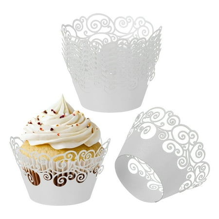 Uxcell Cupcake Wrappers Paper, 50 Pack Baking Cups Standard Cloud Decoration, Pink Silver