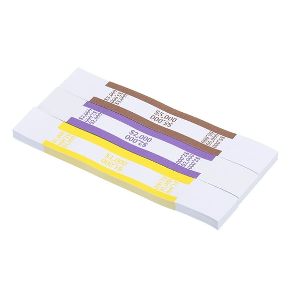 Uxcell Currency Band Bundles, 600 Packs Purple/Brown/Yellow Dollar2000/Dollar5000/Dollar1000