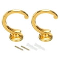 thumbnail image 1 of Uxcell Curtain Holdback Wall Mounted Curtain Tiebacks Screw Hooks Hanger Holder Gold 2 Pack, 1 of 6