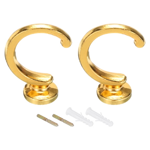 Uxcell Curtain Holdback Wall Mounted Curtain Tiebacks Screw Hooks Hanger Holder Gold 2 Pack