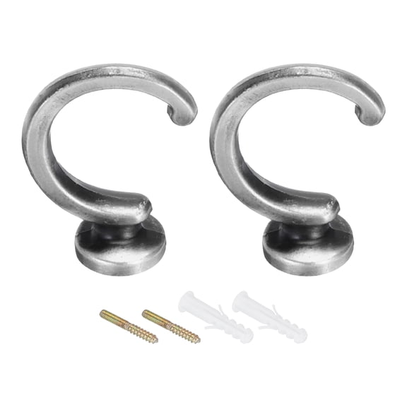 Uxcell Curtain Holdback Wall Mounted Curtain Tiebacks Screw Hooks Hanger Holder Silver 2 Pack
