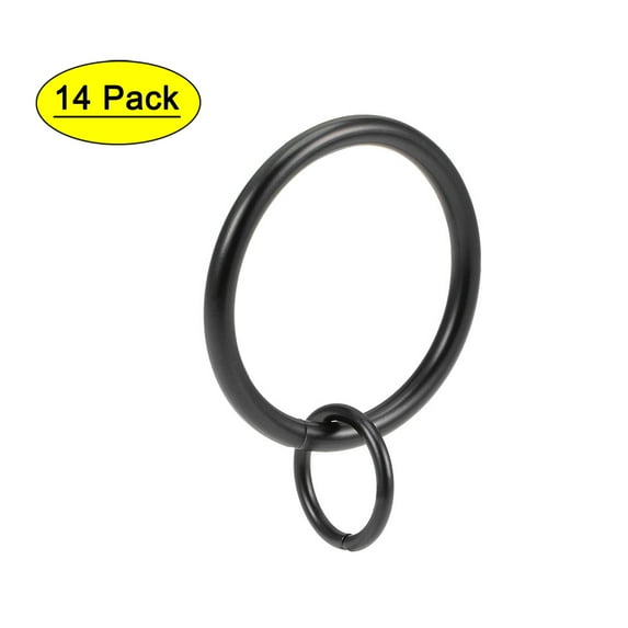 Uxcell Curtain Ring Metal 1.26 inch Inner Dia Drapery Ring for Curtain Rods Black 14 Pcs