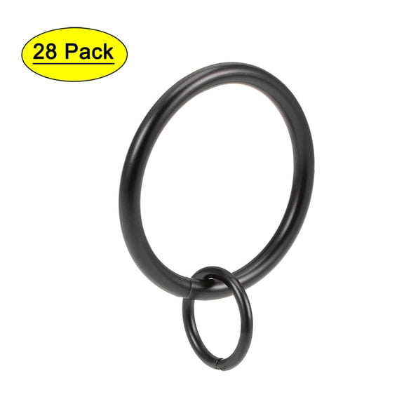 Uxcell Curtain Ring Metal 1.26 inch Inner Dia Drapery Ring for Curtain Rods Black 28Pcs