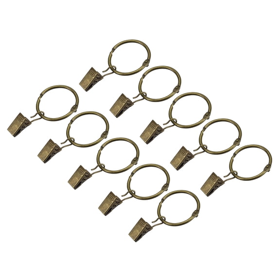 Uxcell Curtain Rings with Clips, 14 Pack Drapery Curtain Clip Rings, 1.5"Curtain Clip Rings Hooks Bronze
