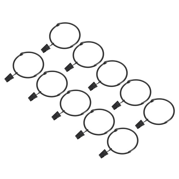Uxcell Curtain Rings with Clips, 14 Pack Drapery Curtain Clip Rings, 2.95" Curtain Clip Rings Hooks Black
