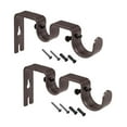 thumbnail image 1 of Uxcell Curtain Rod Bracket, Iron Double Holder Support Drapery Rod, 4.8" x 2.01" x 0.63" Brown 2Pcs, 1 of 3