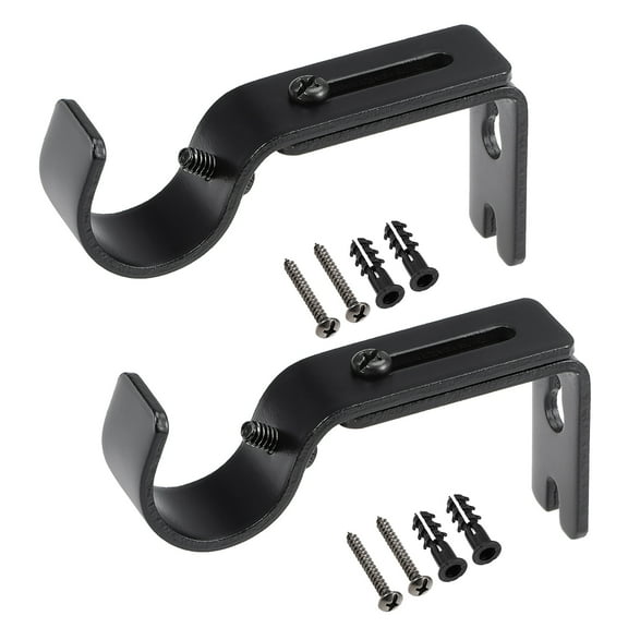 Uxcell Curtain Rod Bracket Iron Single Holder Support for0.63" Drapery Rod, 3.54" x 1.77" x 0.79" Black 2Pcs