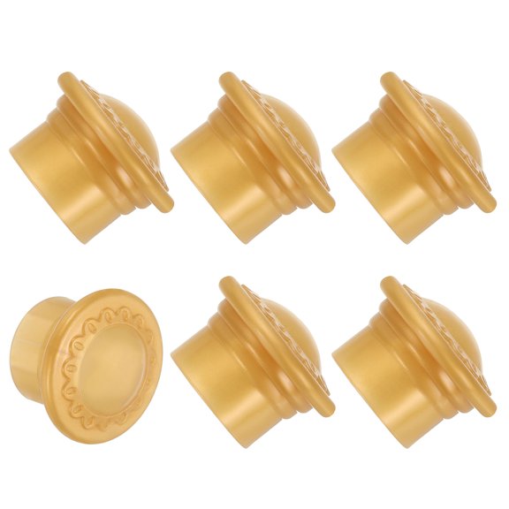 Uxcell Curtain Rod Ends, 6Pcs Plastic Drapery Rail Pole Head Cap Modern Window Curtain Rail Finial Fits Dia. 26-28mm Rods, Gold