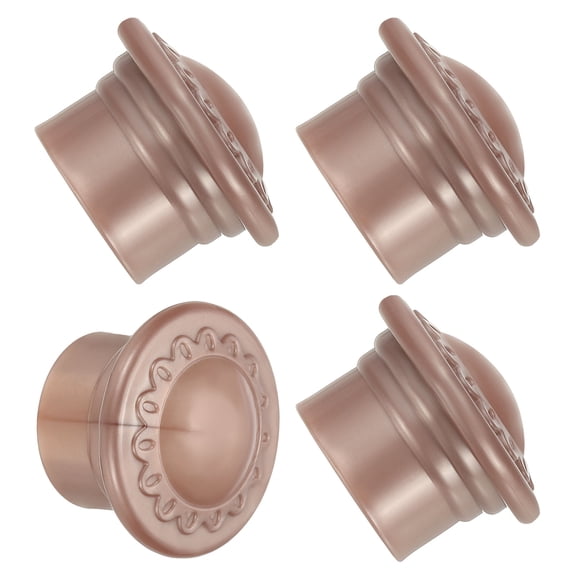 Uxcell Curtain Rod Ends, 4Pcs Plastic Drapery Rail Pole Head Cap Modern Window Curtain Rail Finial Fits Dia. 26-28mm Rods, Rose Gold