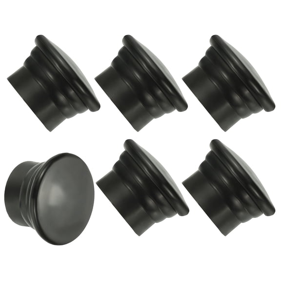 Uxcell Curtain Rod Ends, 6Pcs Plastic Drapery Rail Pole Head Cap for Home Office Window Decorative Curtain, Black