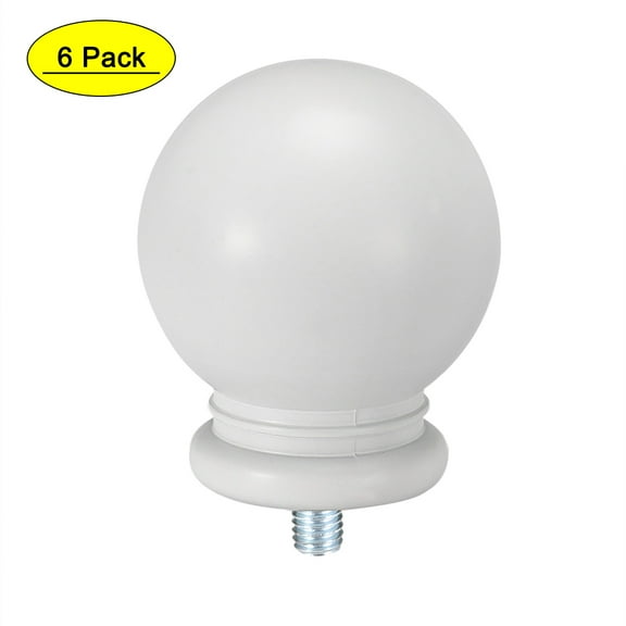 Uxcell Curtain Rod Finials Plastic End Round M5 Thread Dia 1.93 inch x 1.34 inch 0.51inch Thread Length White 6pcs