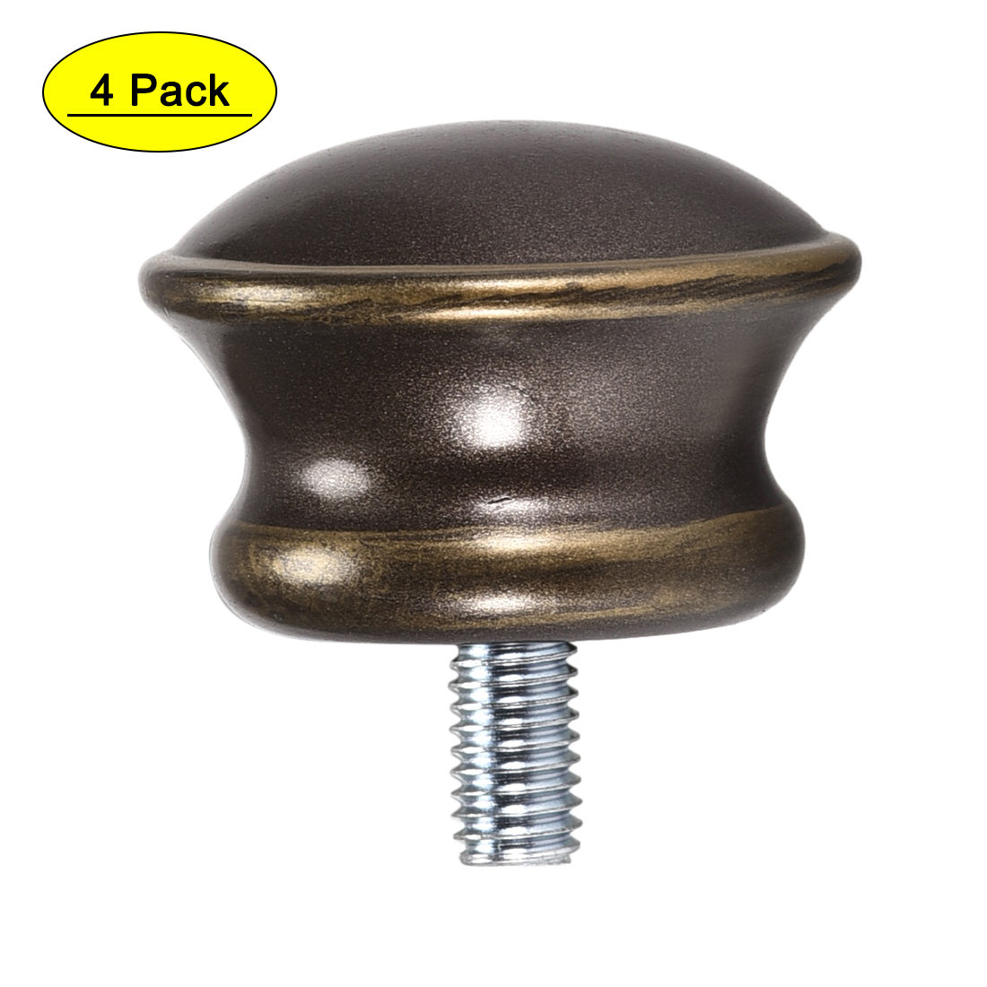 Uxcell Curtain Rod Finials Plastic M5 Thread Dia 1.1 inch x 1.06 inch Brown 4Pack - image 1 of 6