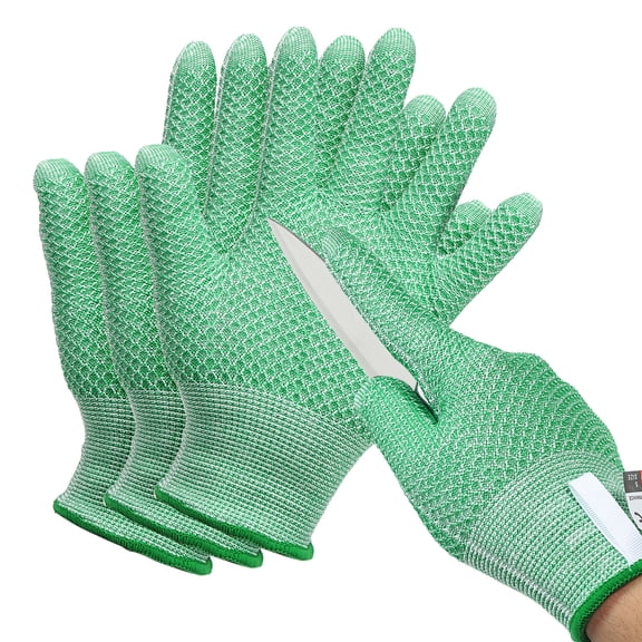 Uxcell Cut Resistant Gloves Level 5 Protection Cutting Gloves Anti Cut Kitchen Work Glove for Mandolin Slicing Oyster Shucking, Green, Medium, 2 Pair