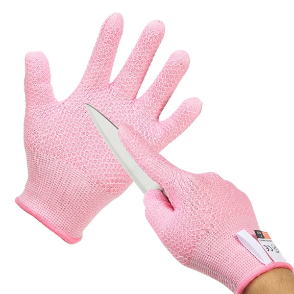 Uxcell Cut Resistant Gloves Level 5 Protection Cutting Gloves Anti Cut Kitchen Work Glove for Mandolin Slicing Oyster Shucking, Pink, Small
