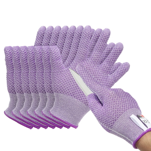 Uxcell Cut Resistant Gloves Level 5 Protection Cutting Gloves Anti Cut Kitchen Work Glove for Mandolin Slicing Oyster Shucking, Purple, Small, 4 Pair