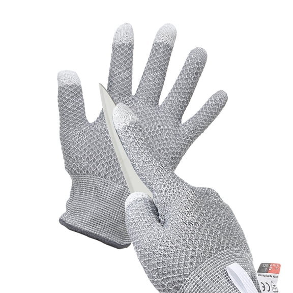 Uxcell Cut Resistant Gloves Touchscreen Level 5 Protection Cutting Gloves Anti Cut Kitchen Work Glove for Mandolin Slicing,Gray, Large