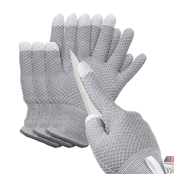 Uxcell Cut Resistant Gloves Touchscreen Level 5 Protection Cutting Gloves Anti Cut Kitchen Work Glove for Mandolin Slicing,Gray, Small, 2 Pair